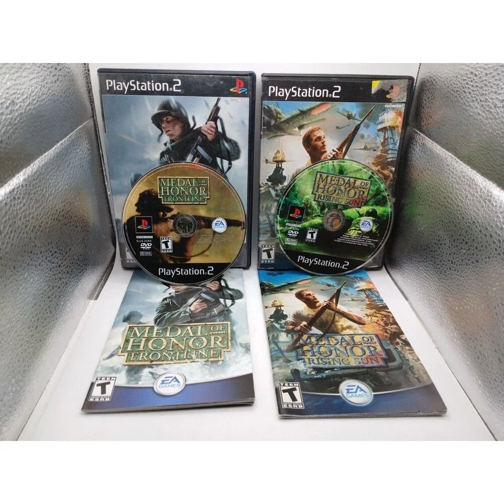 2) PS2 Medal Of Honor Frontline & Medal Of Honor Rising Sun Bundle Lot CIB